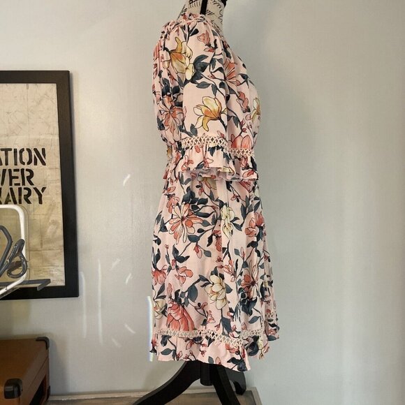 Lulus Off the Shoulder Pink Floral Dress - Size XS (X3) - Picture 2 of 12